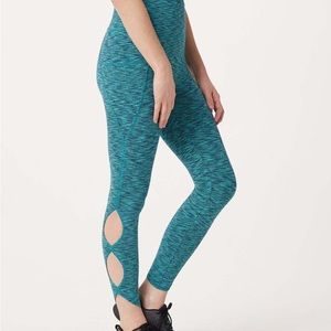 Zuda Navy Multicolor Regular Space-Dye Knit Pocket Leggings
